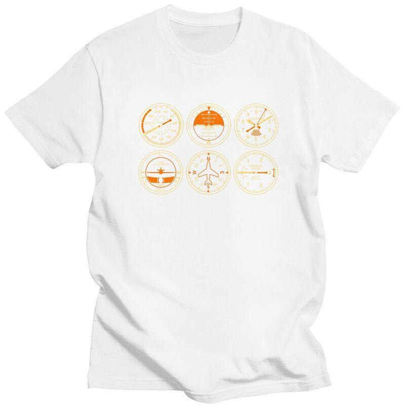 Custom Cockpit Six Dials Flight Simulator Pilot T Shirt Men Short Sleeves 100 Cotton Tshirt Casual Aviation Airplane Tees