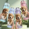 1PC Sleepy Puppy Fluffy Dog Print 750ml Color Plastic Sports Water Bottle Leakproof Flip Straw Lid Suitable for Sports Office Home Use