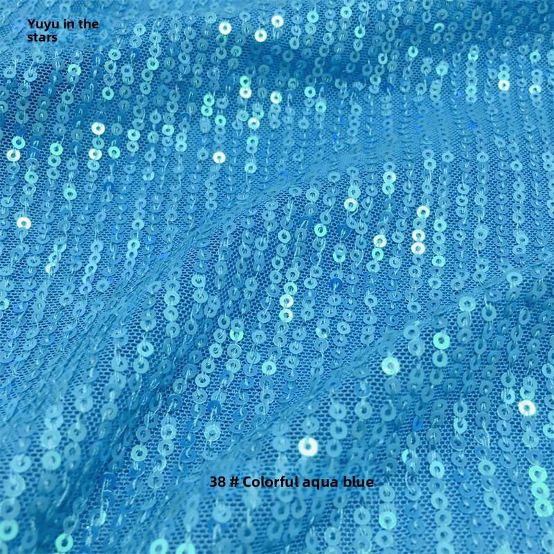 Sequin Bead Embroidery Elastic Mesh Fabric for DIY Sewing Stage Costumes Dress Scarf Clothing Fashion Cloth By The Meter
