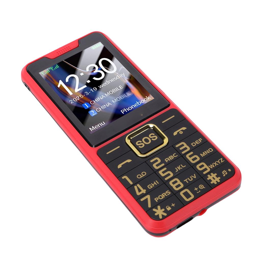 Large Buttons Cell Phone 4G LTE Unlocked with SOS Key 2500mAh Dual SIM MP3 Calling SMS Functions Internet Red