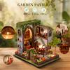 DIY 3D Wooden Puzzle Garden Pavilion Cottage Miniature Model Kits With Furniture Casa Dollhouse for Adults Kids Gifts