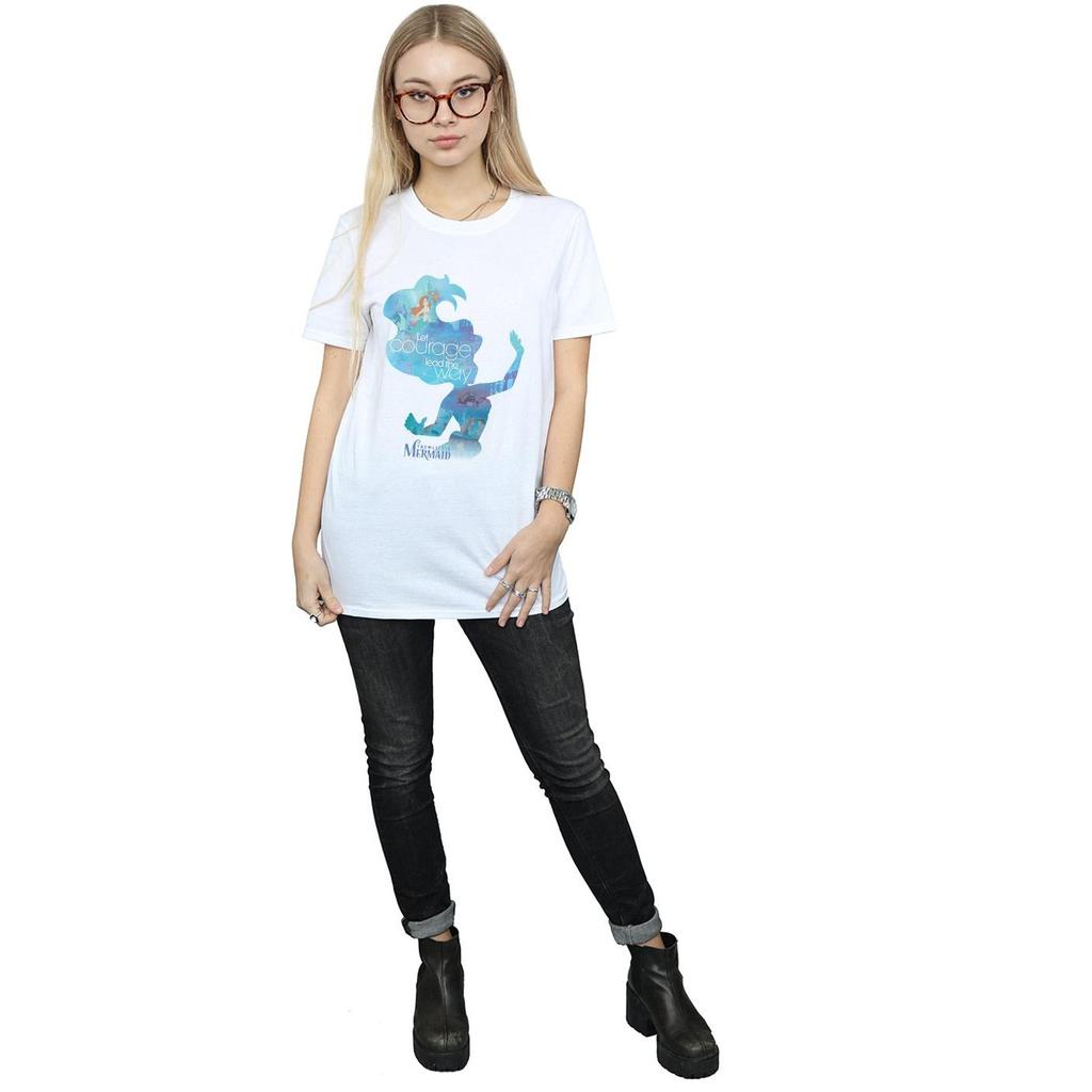 Disney Princess Womens/Ladies Ariel Filled Silhouette Cotton Boyfriend T-Shirt