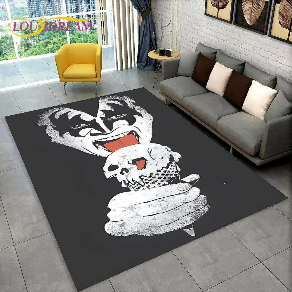 KISS Rock Band Retor Teppich, Teppich für Zuhause, Wohnzimmer, Schlafzimmer, Sofa, Fußmatte, Dekor, Küche, rutschfeste Bodenmatte Alfombra