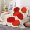 Tomato Pattern Throw Blanket Beige Red Design Soft Warm For Sofa Bed Kitchen Dormitory All Season Use
