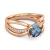 London Blue Topaz Infinity Pave Split Band Ring - 925 Sterling Silver Rose Gold Vermeil