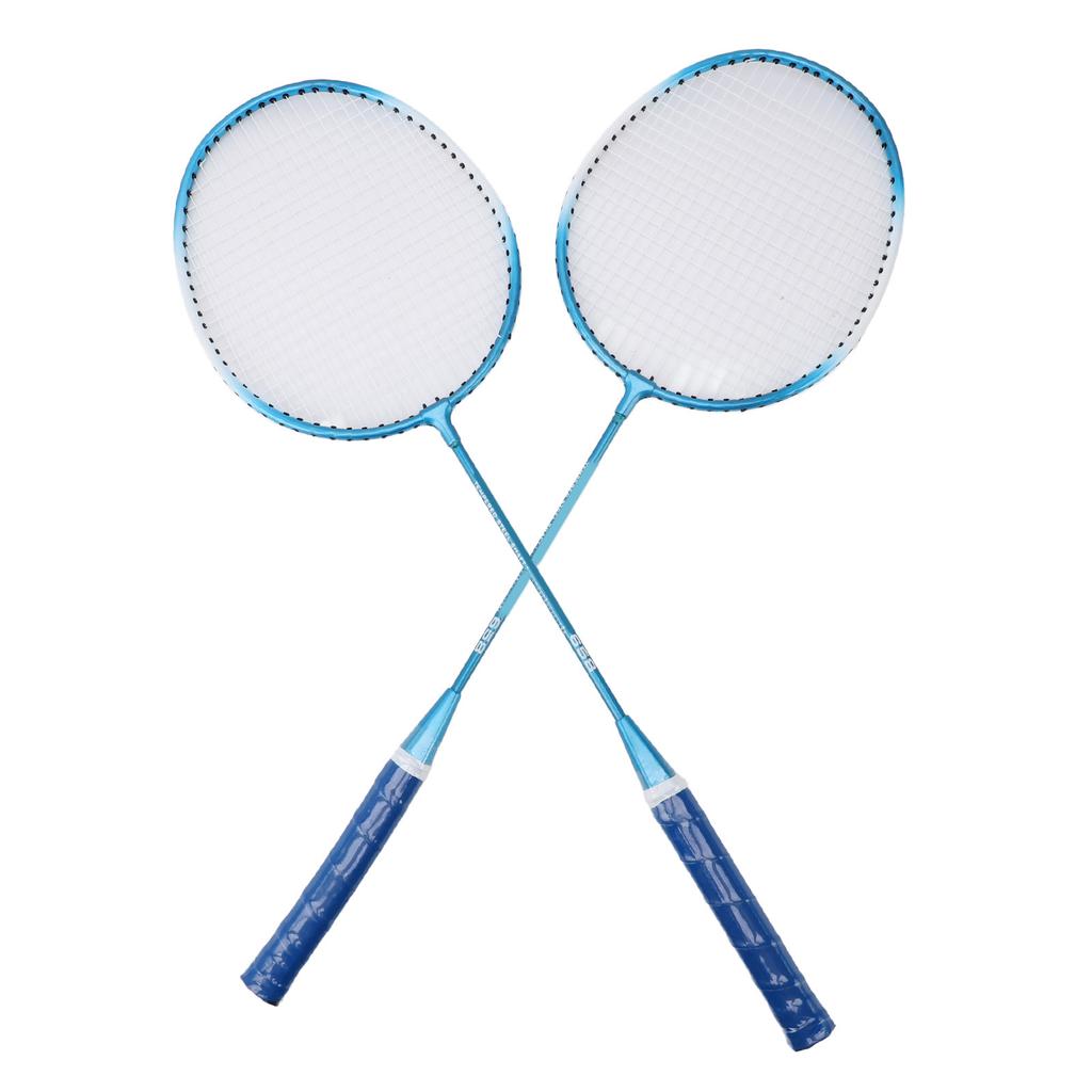 Badminton Set Professional Iron Alloy Badminton Racket with 3 Shuttlecocks Carrying Bag for Beginner Child Adult Blue