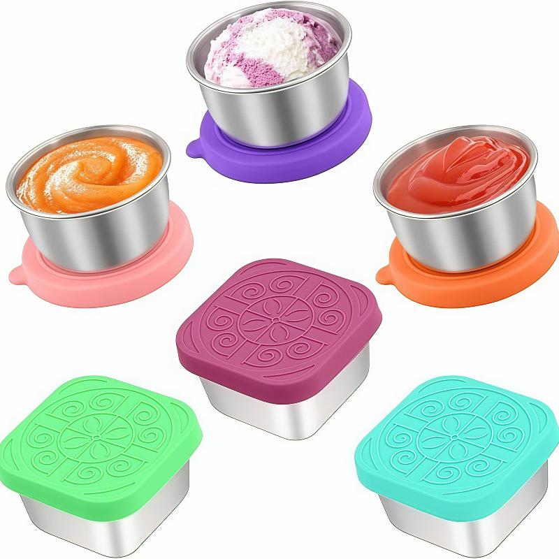 304 Stainless Steel Sauce Container with Silicone Lid, Sealed, for Outdoor Use and Seasoning.