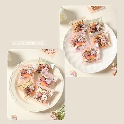 100Pcs/Lot Plastic Cartoon Cookie And Candy Bags Self-Adhesive Gift Bag For Wedding Party Supplies Biscuit Packaging Bag