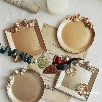 Mini posavasos creativo, plato de postre con lazo redondo, joyería decorativa, artesanías, bandeja retro coreana para el hogar
