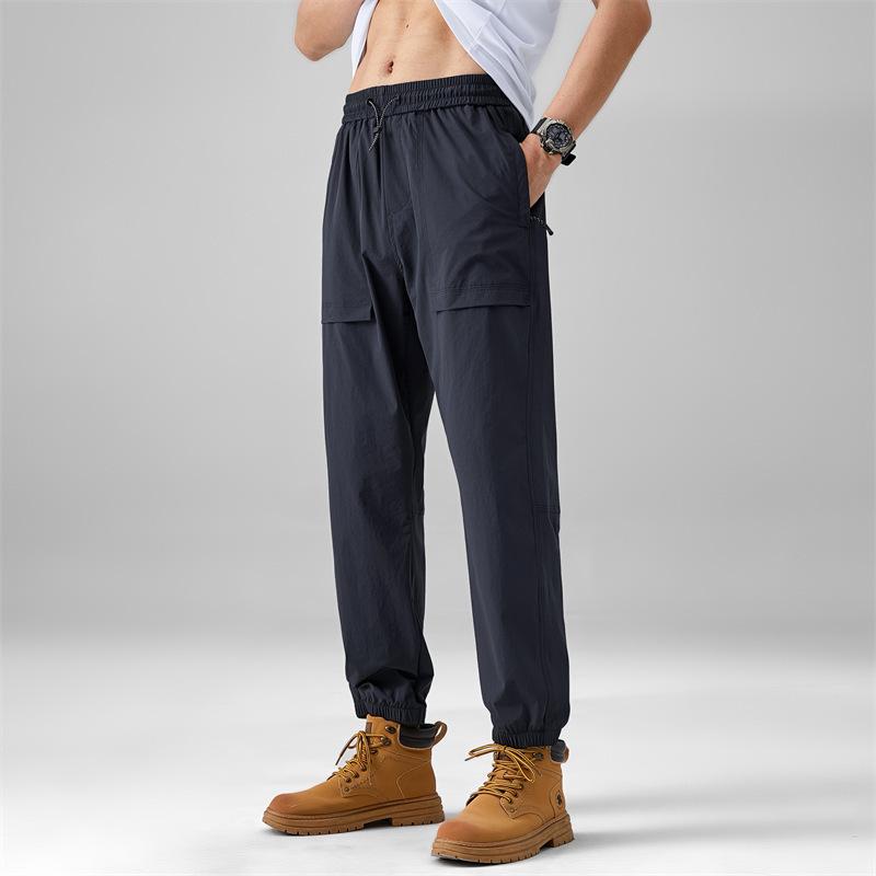 Summer Ice Silk Thin Section Outdoor Sports Work Pants Casual Drawstring Sports Pants Men S Casual Pants Clothing Work Pants Leisure Trouser