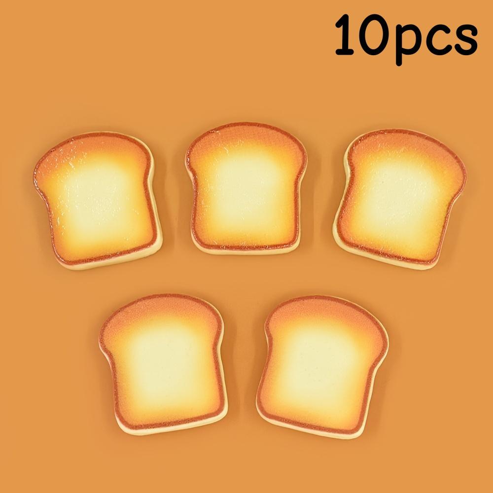 

10 mini toast slice model decorations - realistic toast slices with golden edges and durable plastic decorative beads, suitable 10pcs