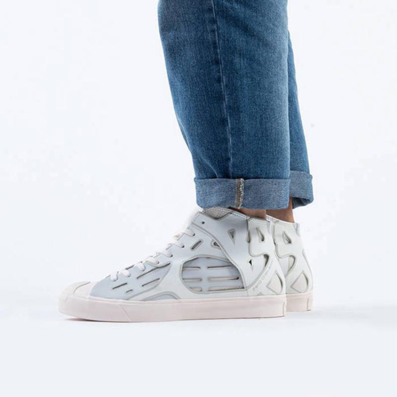 Feng Chen Wang x Converse Jack Purcell Deconstructed Open Smile Casual Non-slip Wear-resistant Mid-top Skate Shoes Unisex White Grey