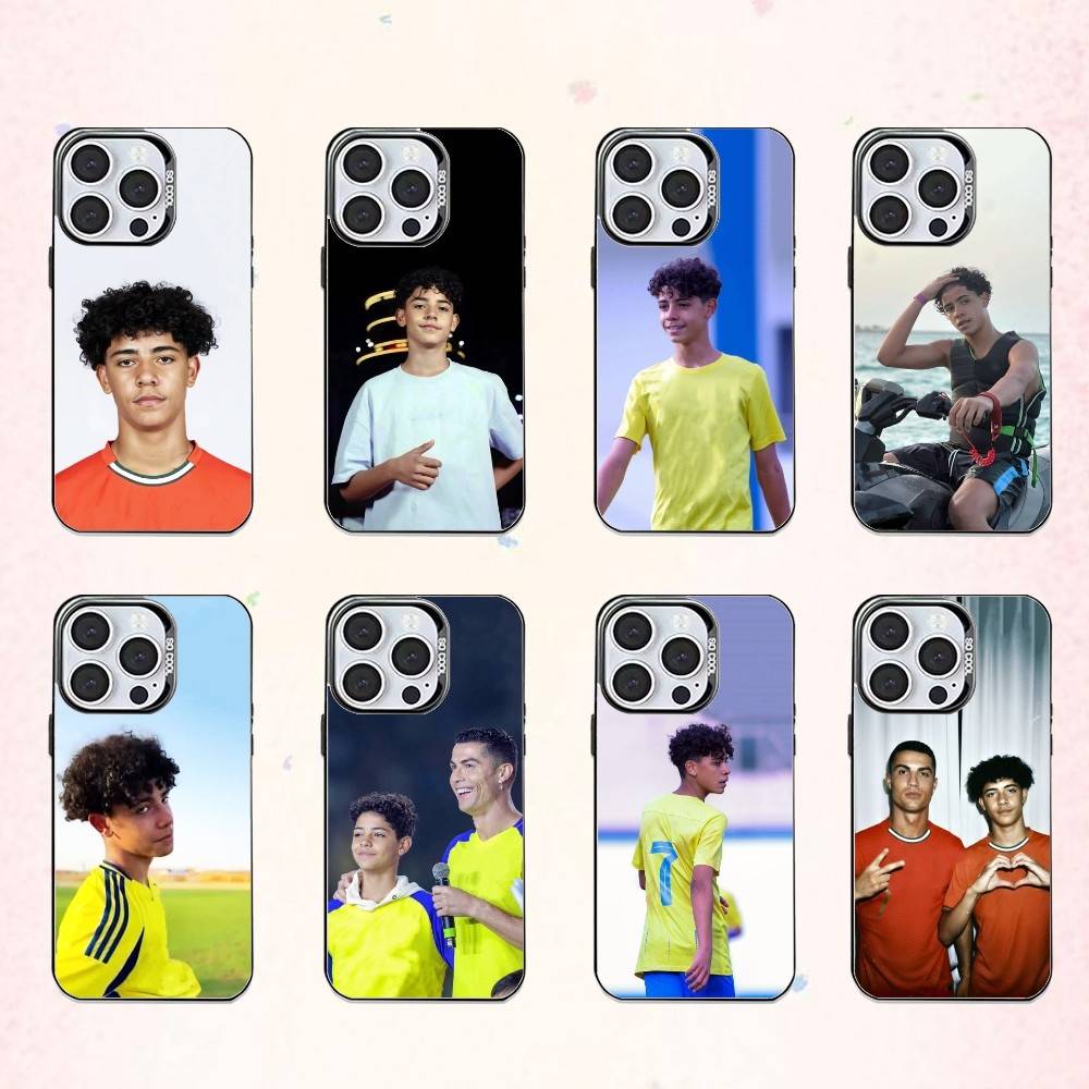 Mini Ronaldo Cristiano Jr Phone Case For iPhone17,16,15,14,13,12,11 Plus,Pro Max Colored Silver Plated Inside Cover