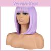 Bob Cheveux Lavande Lisi Perruques Courtes Violettes Avec Frange Synthétique Colorée Cosplay Quotidien Fête Perruque Pour Femmes Cheveux Naturels