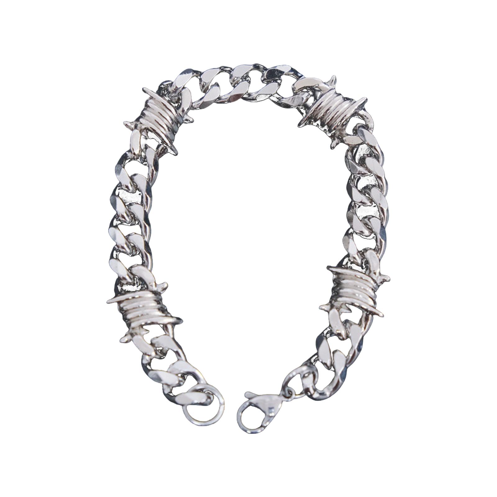 

Модное ожерелье-браслет кубинского плетения с дизайном «Шипы», идеально подходящее для уличной моды и музыкальных фестивалей, из высококачественного сплава 1