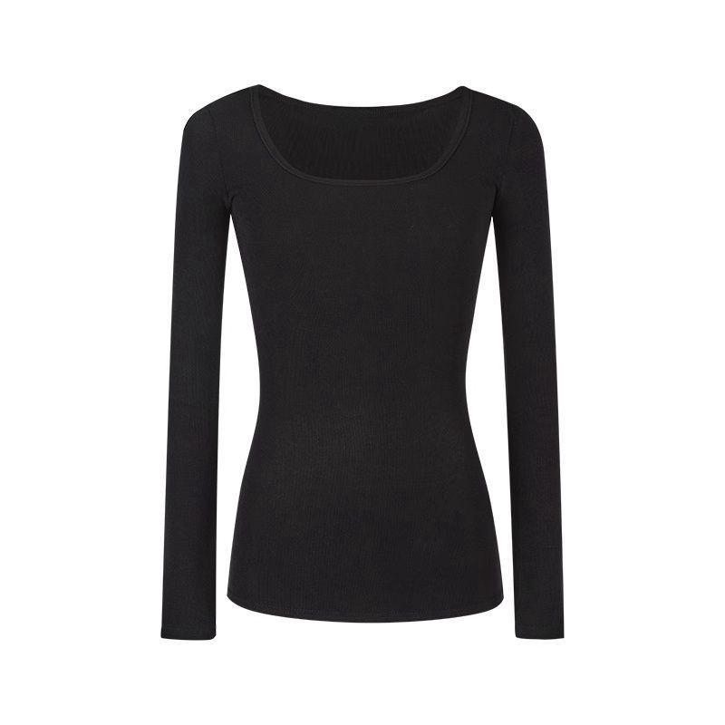 2025 Women s White Slimming Long-Sleeve De Rong T-Shirt, Chic High-End Base Layer for Autumn/Winter Large