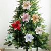 Artificial Magnolia Flowers Christmas Ornaments Glitter Decorations