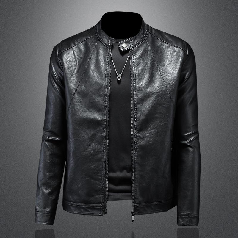 And New Style Mens Stand-up Collar Motorcycle Leather Jacket Outerwear Slim Fit Stylish Mens Leather Jacket 7122
