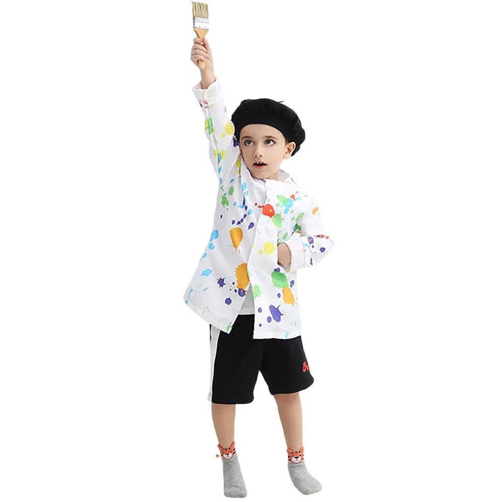 Artists Painters Stage Performance Costumes Kids Halloween Events Carnival Theme Party Cosplay Outfit Pretend Game Jacket Hat