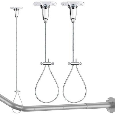 Corrosion Resistant Bathroom Rod Support Adjustable Stainless Steel Ceiling Hangers Wire Hanging Rope With Locking