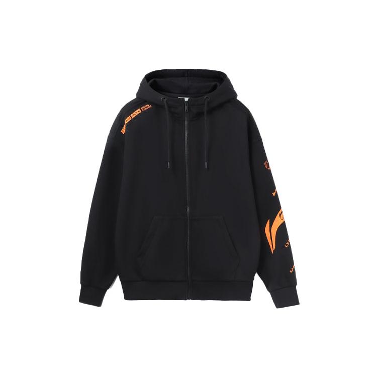 Li Ning Training Series Sweatshirts Unisex Black Hooded Thickened Regular AWDRD34-1 S