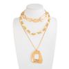 Exaggerated Irregular Metal Pendant Necklace, Fashionable Special-Shaped Imitation Pearl Beaded Collarbone Necklace
