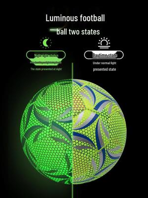 Size 5 Adult Youth Luminous Football, Kick-Resistant, Machine-Sewn, Size 4 for Kids/Students