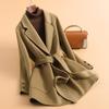 Autumn new wool coat women's fashion double-sided woolen coat lace-up medium and long coat coat