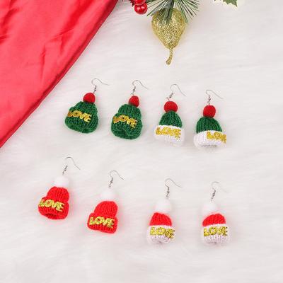 Creative Christmas Mini Wool Hat Earrings - Cute Winter Holiday Decoration