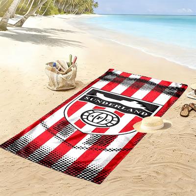 Sunderland Association Football Club Logo Print Beach Towel, Large Soft Quick Dry Towel for Beach Camping Swimming