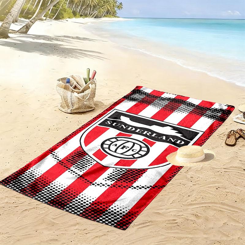 Ręcznik plażowy z nadrukiem logo Sunderland Association Football Club, Duży miękki szybkoschnący ręcznik na plażę, kemping, basen