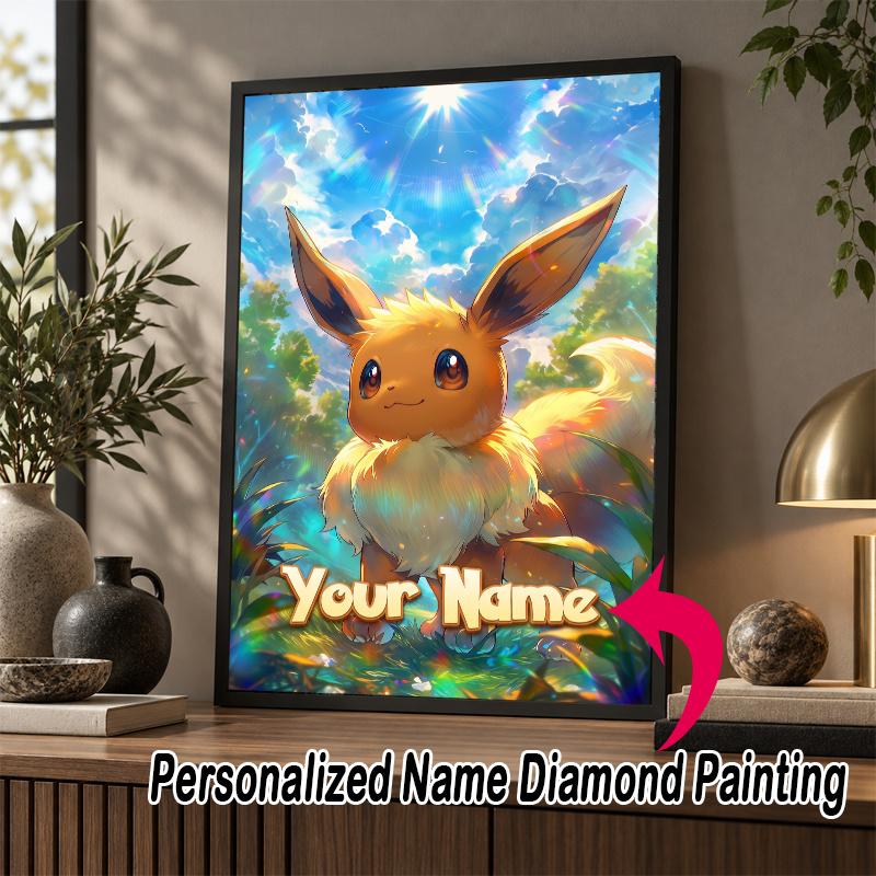 Personalized Eevee Diamond Art Custom Name 5D Diamond Painting Full Drill DIY Craft