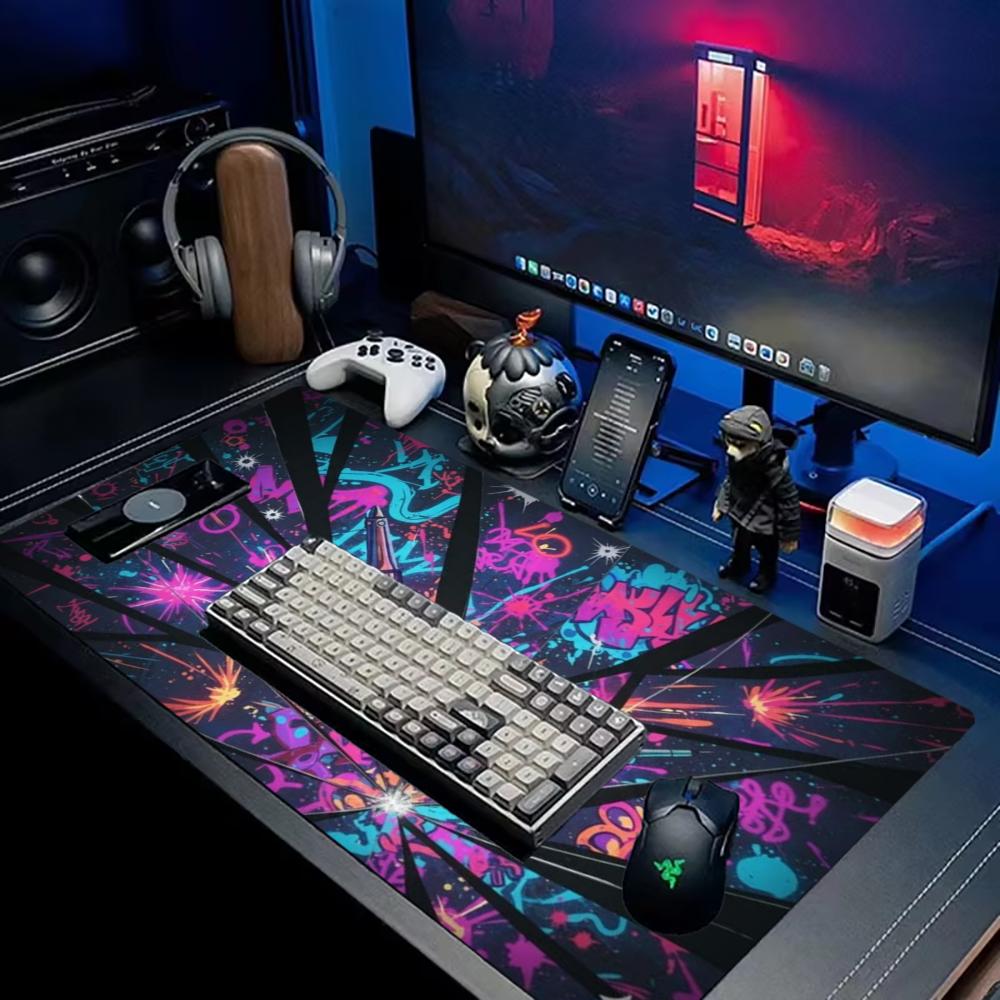 Japanese Graffiti Anime City Street Sign XXL Gaming Mouse Pad Non-Slip Rubber Keyboard Pad Desktop Office Computer Desk Mats
