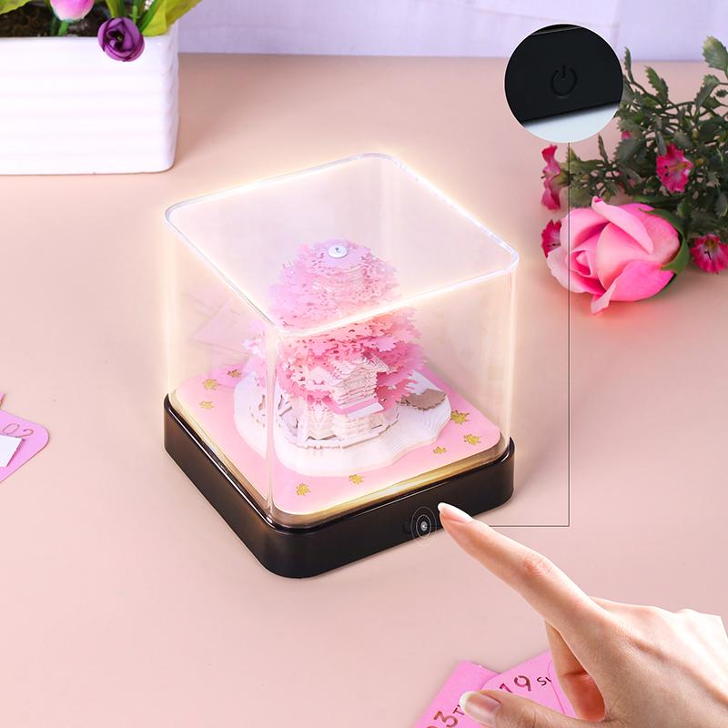 Time Piece Calendar 2026 Desk Calendar With Led Light 3D Tear-Away Calendar Paper Carving Art Memo Pad Notepad Gift Christmas