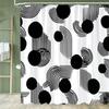 Black and White Plaid Pattern Shower Curtain Abstract Bohemian Fabric Shower Curtain with Hooks Waterproof Bathroom Decoration