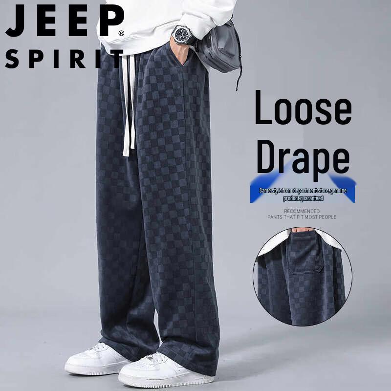 

JEEP SPIRIT Men s Loose Straight Plaid Casual Trousers 2XL