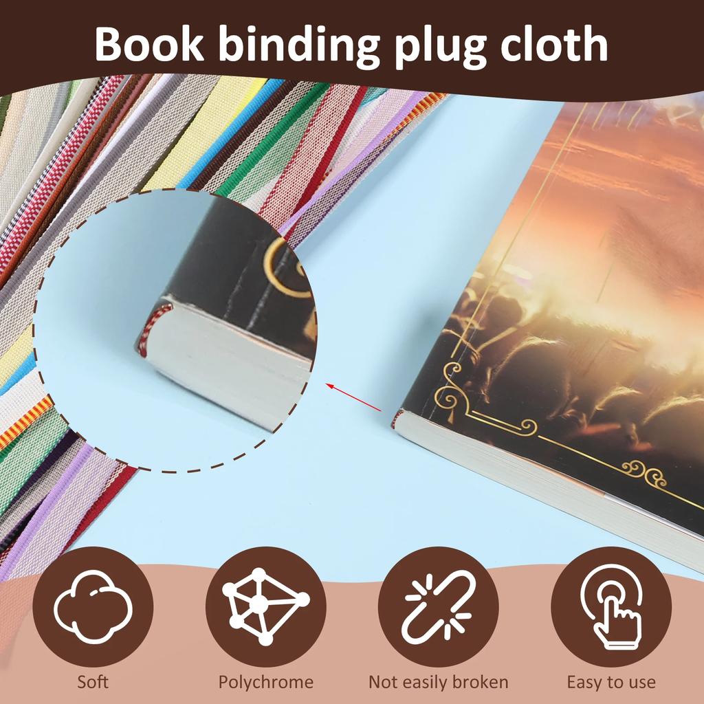 24 Color Book Headband Binding Kit 11.8 Inch Book Binding Headbands Endbands for Different Books Bind Cloth Art Binding Supplies