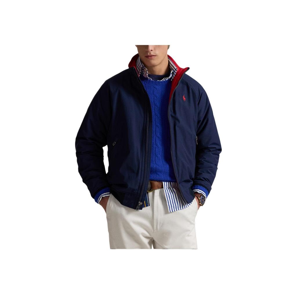 Polo Ralph Lauren Solid Color Stand Collar Loose Zipper Long Sleeve Cotton Jacket Men jackets Navy-Blue 100035712