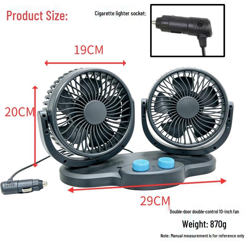 

Dual Head Ultra-Quiet 12V-24V Desk and Car Fan Cigarette Lighter Model (24V)