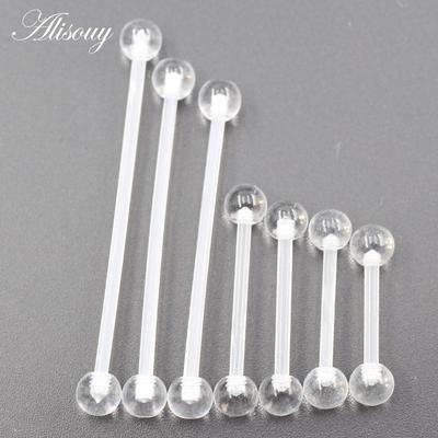 Alisouy 10 stk 12mm-38mm Gjennomsiktig Akrylkule Kvinner Piercing Lang Industriell Barbell Tunge Ring Øre Tragus Helix Stud