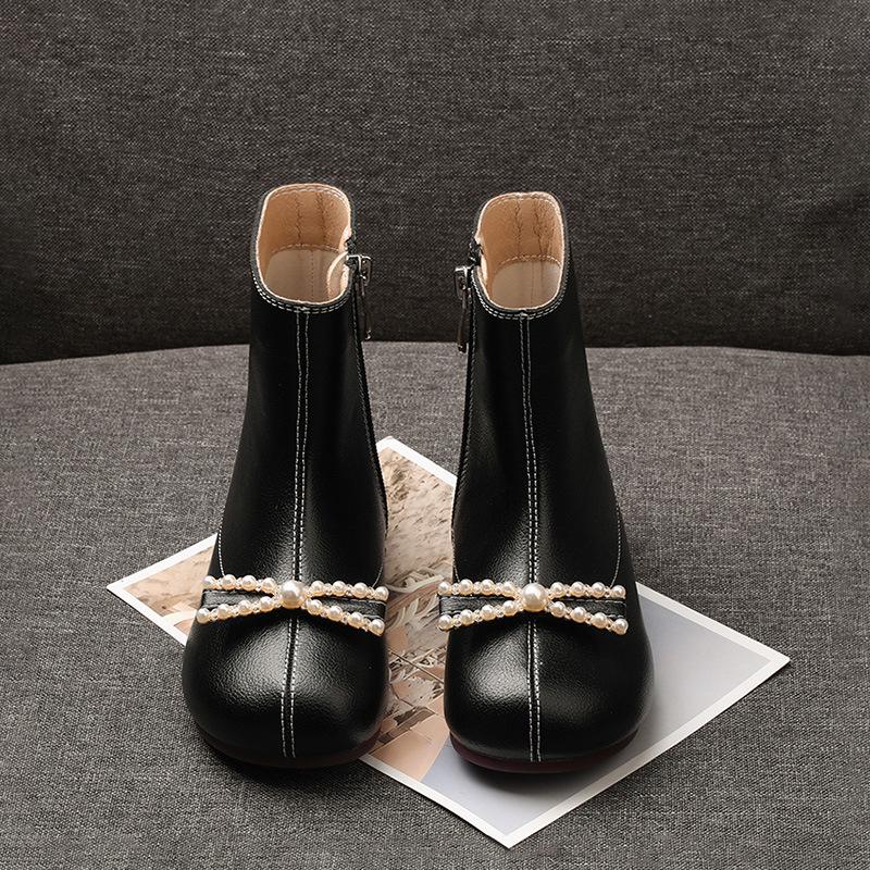 Genuine Leather Girls' Martin Boots - Autumn/Winter 2025 British Style Princess Short Boots.