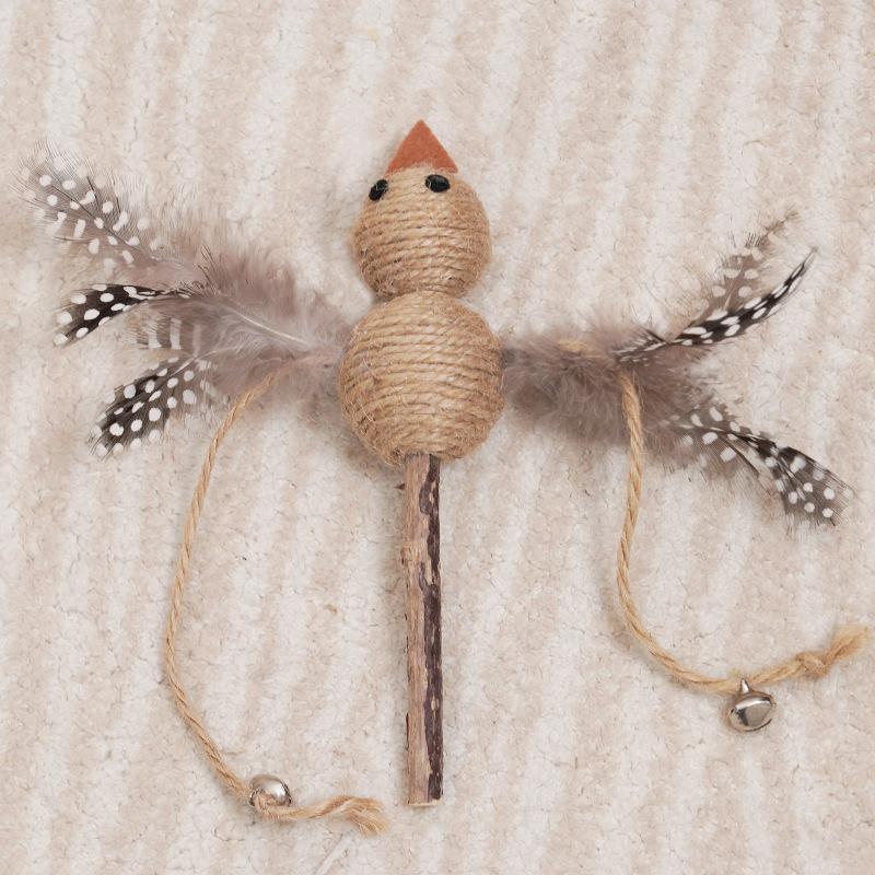 Wood Polygonum Molar Stick Cat Toy Self-hi Anti-boredom and Bite-resistant Catnip Ball Tease Cat Stick Kitten Molar Pet Supplies