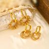 Fashion Round Beads Multi-ring Earrings for Women,Stainless Steel Ball Hoop Earrings Gold Color,Waterproof Jewelry Gift