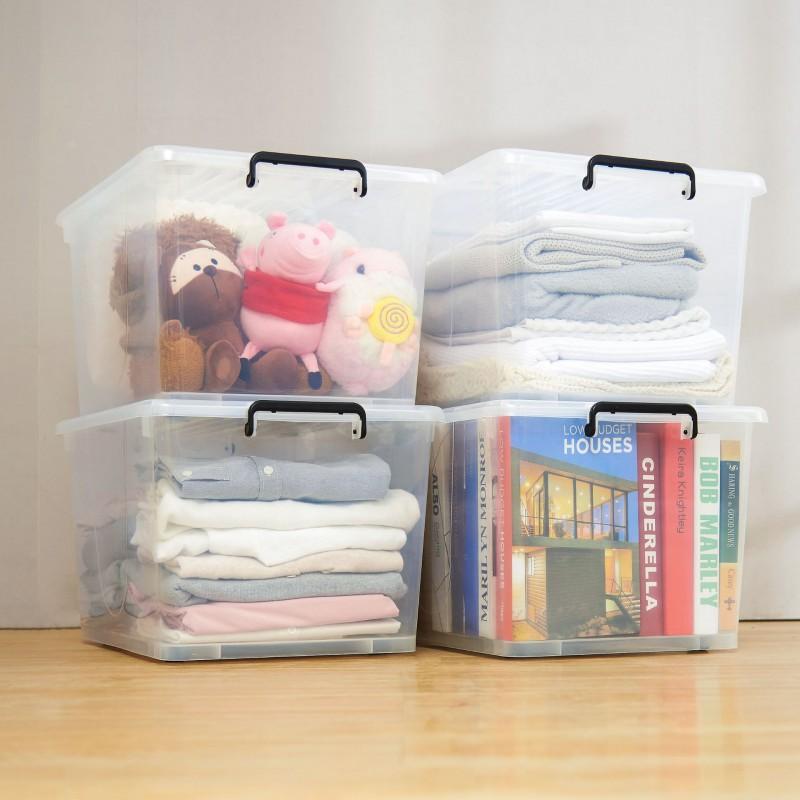 Transparent Plastic Storage Box With Lid PP Material Large Capacity Organizing Bin Toys Clothes Blankets Bedroom Living Room