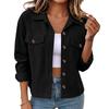Corduroy Jacket Women Long Sleeve Button Down Cropped Jacket
