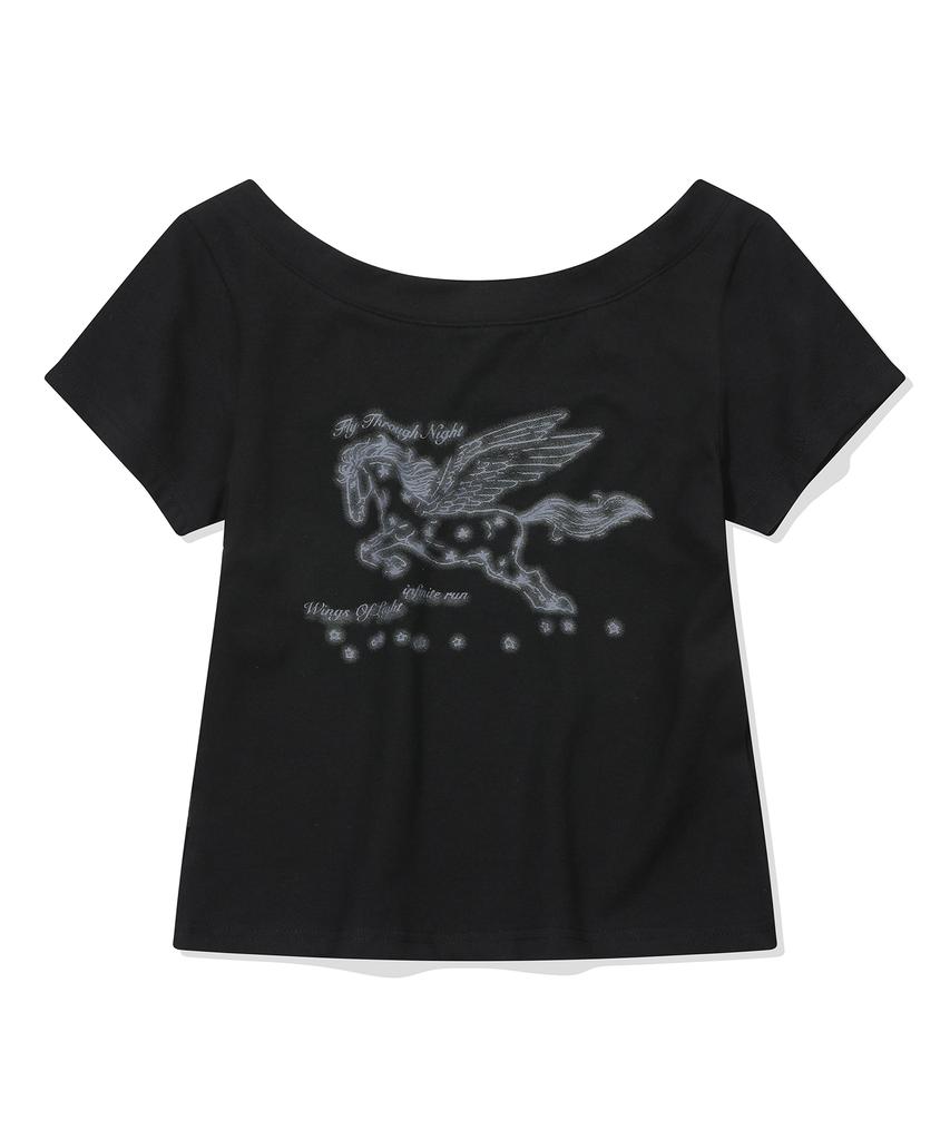 IFYOUWANT Pegasus One-Shoulder Tee Black