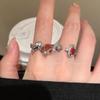 Childlike and Cute~ Dark Wind Meow Crystal Ring Female 2025 New Retro Open Index Finger Ring Personality Ring