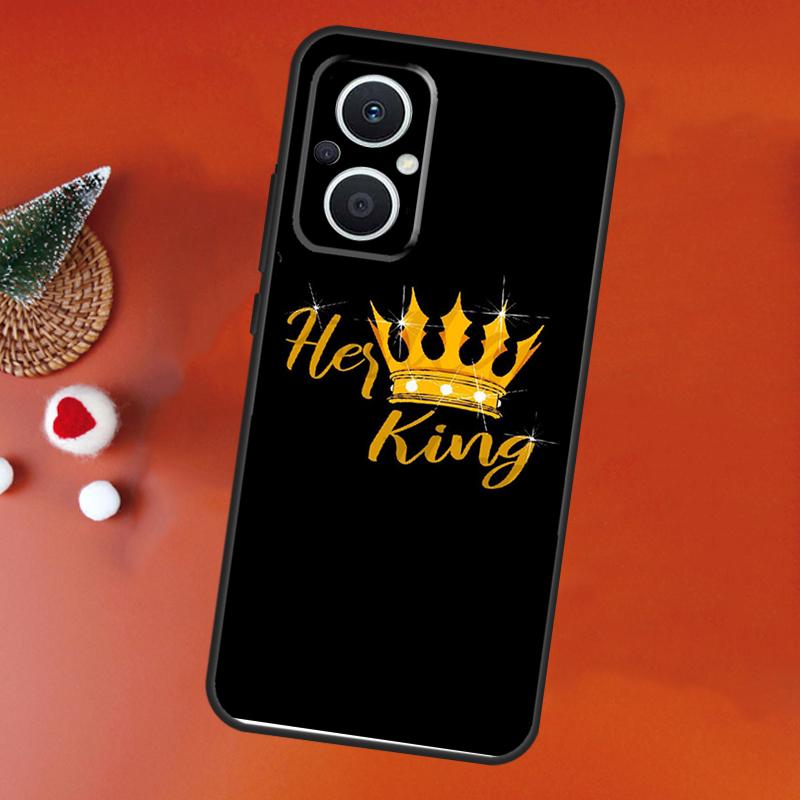 Crown QUEEN & KING Couples Case For OPPO Find X3 Lite X2 Neo X5 X6 Pro OPPO Reno 10 Pro 8T 5Z 4Z 4 5 6 7 8 Lite Cover