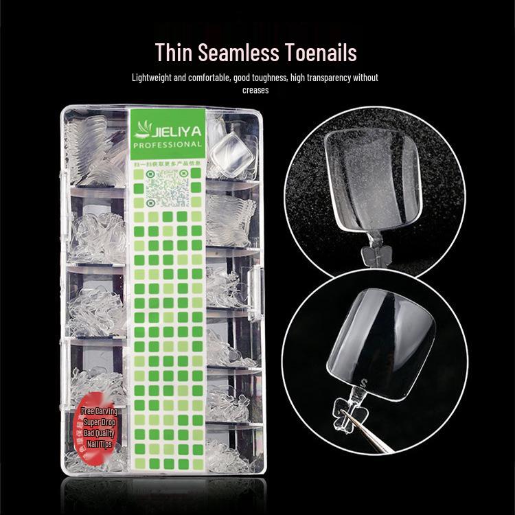 

600 Seamless Transparent Toe Nail Art Tips - Natural Color and Short Length