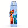 1PC Orange Blue Twin Cat Bust 750ml Color Plastic Sports Water Bottle Leakproof Flip Straw Lid For Sports Office Home Use